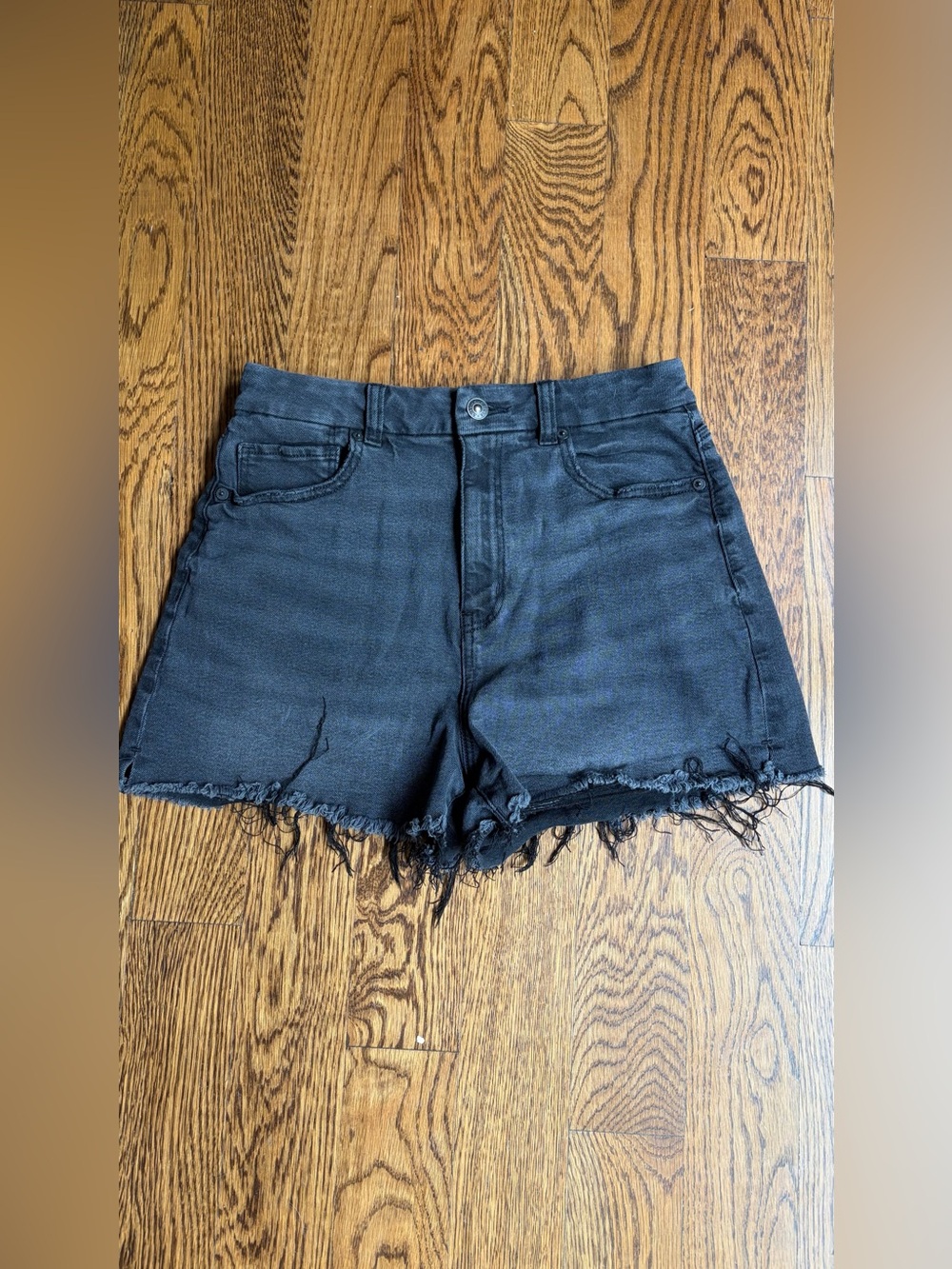American Eagle Outfitters Black Distressed Denim Shorts